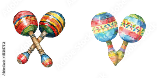 maracas watercolor vector illustration