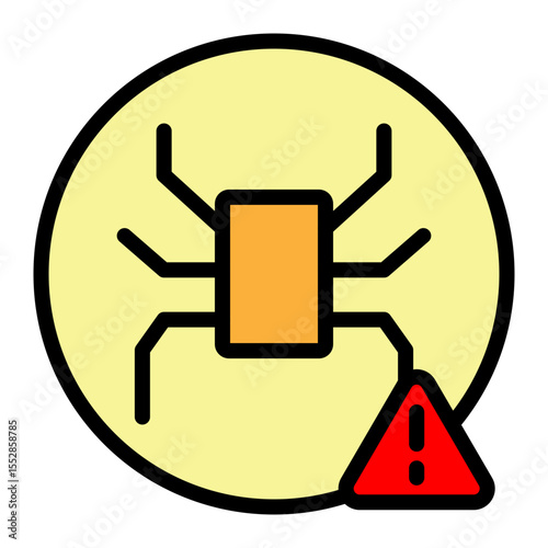 Security Breach Warning Vector Filled Icon Design
