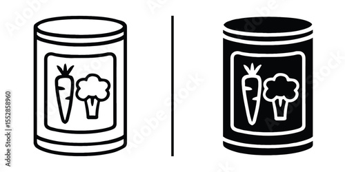Canned Vegetable: A pair of illustrative food cans showcase fresh vegetables, including a carrot and a broccoli floret, offering a glimpse into a healthy, convenient food source.