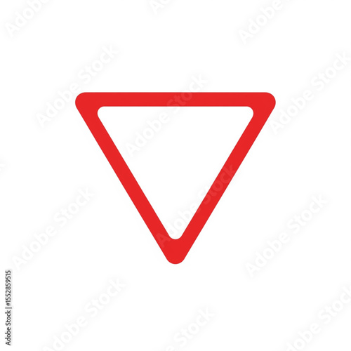 vector icon of a triangular yield sign with red border and white center