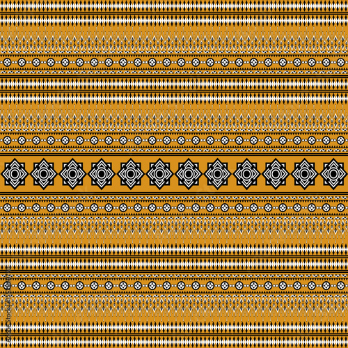 Geometric Tribal Ethnic Pattern in Black and Mustard Yellow