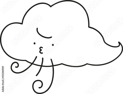 바람 구름 캐릭터 라인 드로잉
Windy cloud line art for coloring