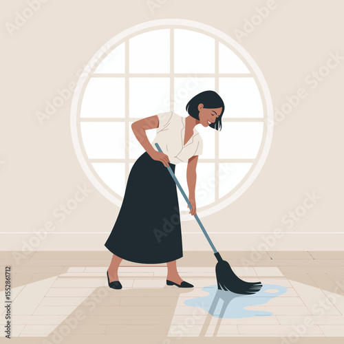 Woman Cleaning Floor