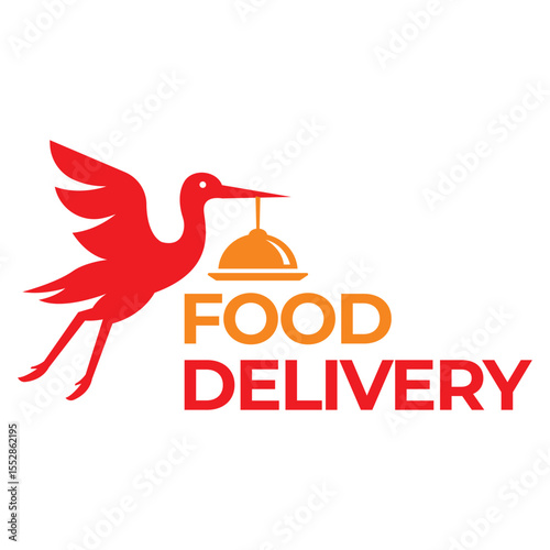 bird food delivery flat minimalist logo design
