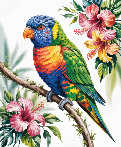 Colorful Parrot on a Branch