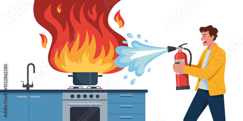 Fire Extinguisher Used in Kitchen Emergency