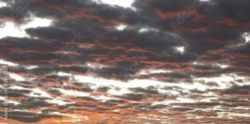 Orange clouds at sunset, overlay isolated on white or tansparent background, png cut out