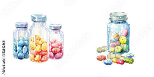 medicine watercolor vector illustration