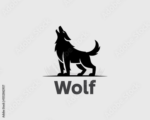 Howling wolf silhouette logo