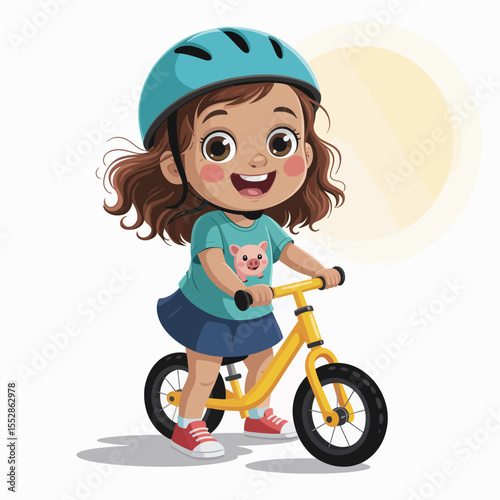Happy child riding a bike