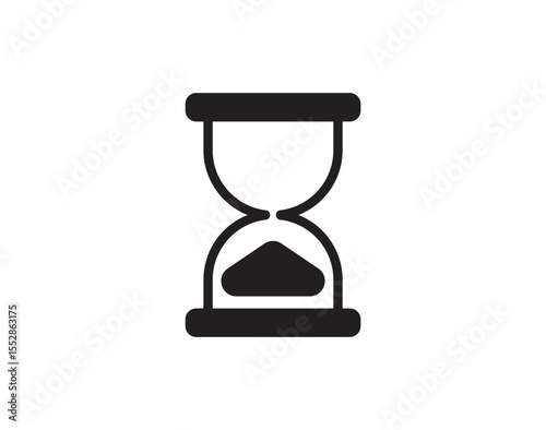 Hourglass icons set. filled and line illustration. A collection of black outline hourglass icons, each showing a different stage of time passing