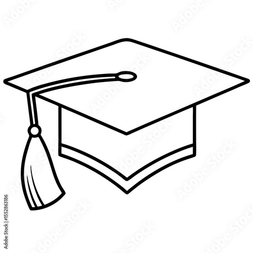 Minimalist Graduation Cap Line Art