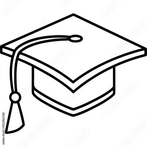 Minimalist Graduation Cap Line Art