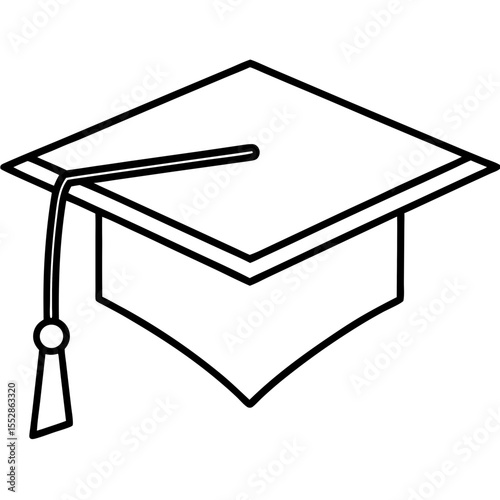 Minimalist Graduation Cap Line Art