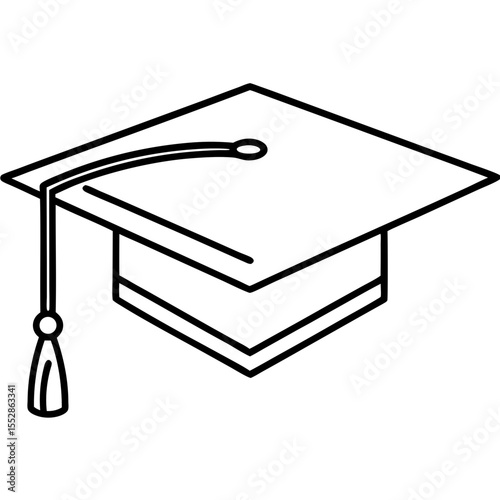 Minimalist Graduation Cap Line Art