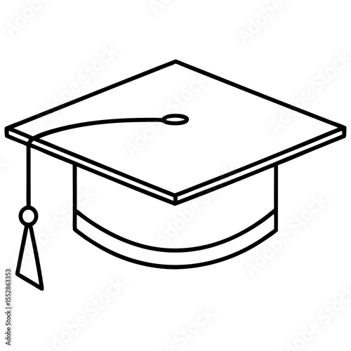 Minimalist Graduation Cap Line Art