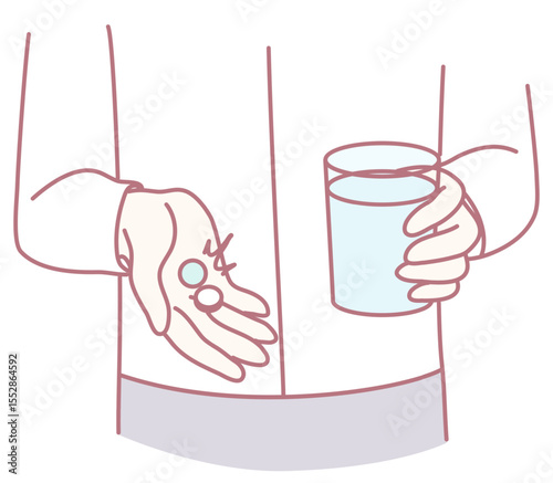 An engaging illustration depicting a person thoughtfully holding a set of pills alongside a glass of water
