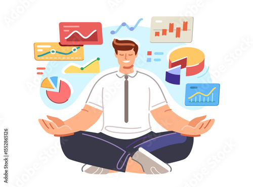 Businessman analyzing financial graphs and charts for investment decisions. Data analysis, strategic planning
