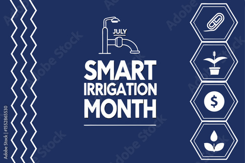 Smart Irrigation Month July with icons water saving