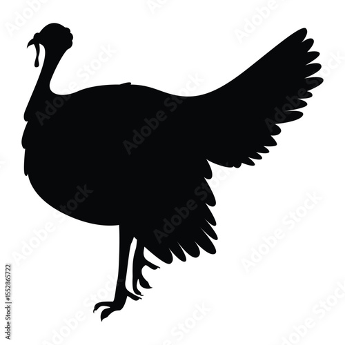 arm animal turkey side view, silhouette vector flat Illustration design on white background