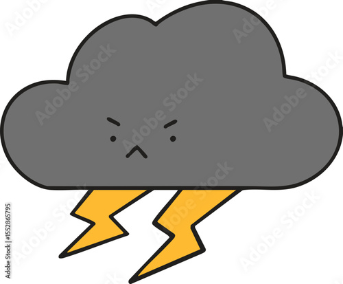 먹구름, 번개, 구름 캐릭터 벡터 이미지
Windy Lightning, Cloud Line Art for Coloring