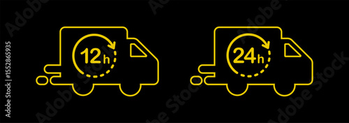 Delivery in 12, 24, 48 and 72 hours icon set