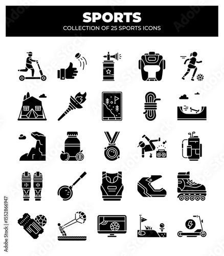 Collection of 25 Sports Icons. A Visual Guide to Various Sports and Activities
