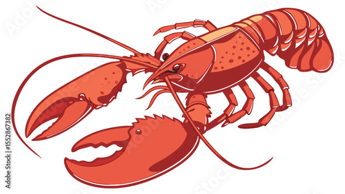 Vibrant red lobster illustration with detailed claws and antennae isolated on transparent background