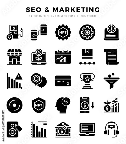 Set of SEO & Marketing icons. Vector Illustration.