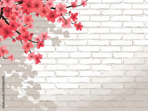 Bougainvillea and white slightly aged brick wall