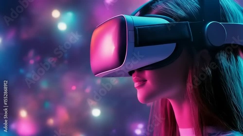 Immersive Virtual Reality Experience: A Young Woman Explores a Digital World