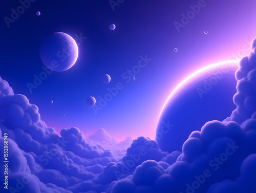 Cosmic planet horizon natural landscape Abstract sphere concept background