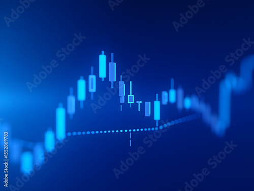 Blue stock candlestick chart background illustration