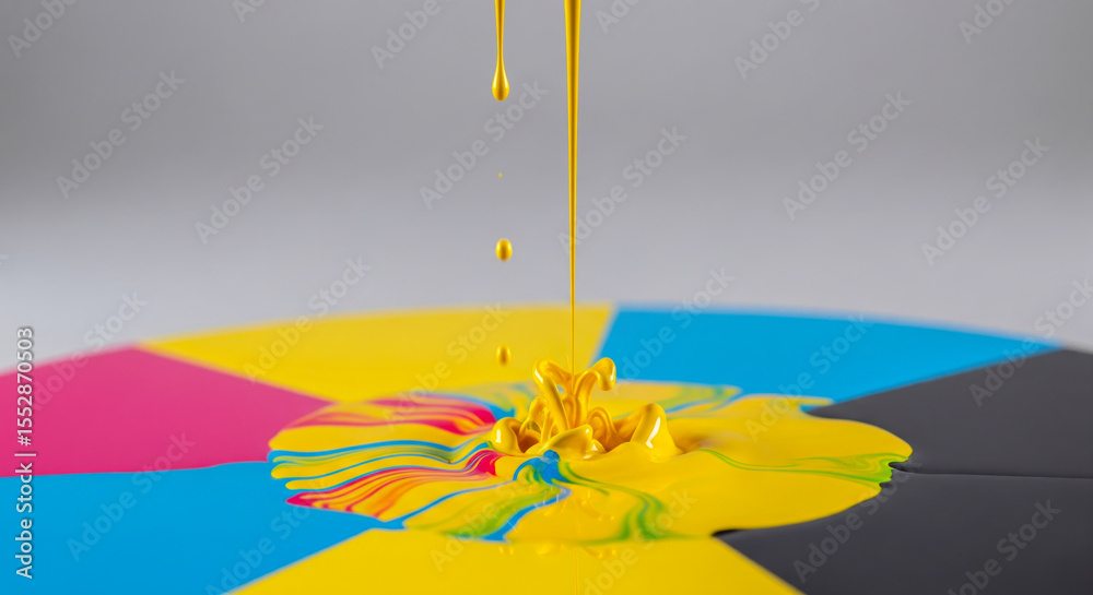 Fototapeta premium Vibrant Paint Dripping On Colorful Canvas