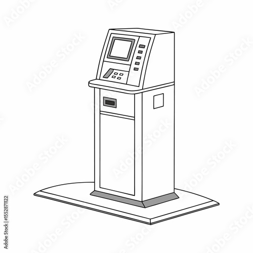 Black and white illustration of a self checkout machine