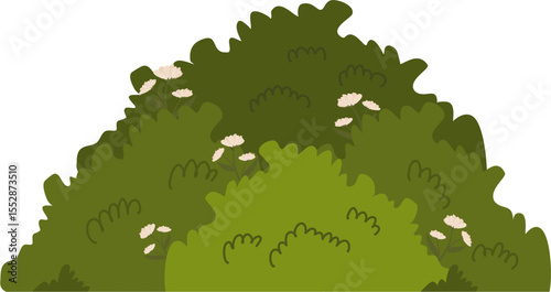 Grass Bush With Flower Illustration