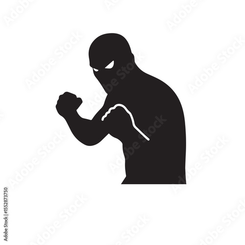 Vector art of silhouette of a fighter boxing isolated on white background