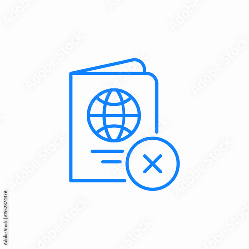 rejected passport icon sign vector