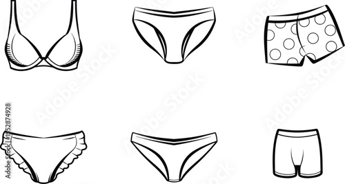 Line art collection of lingerie and underwear panties