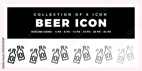 Collection of 6 Beer Icon Outline Vectors