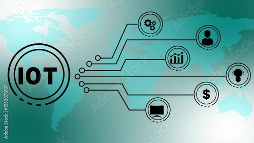 Iot concept visualized with circuitry and world map in technological design