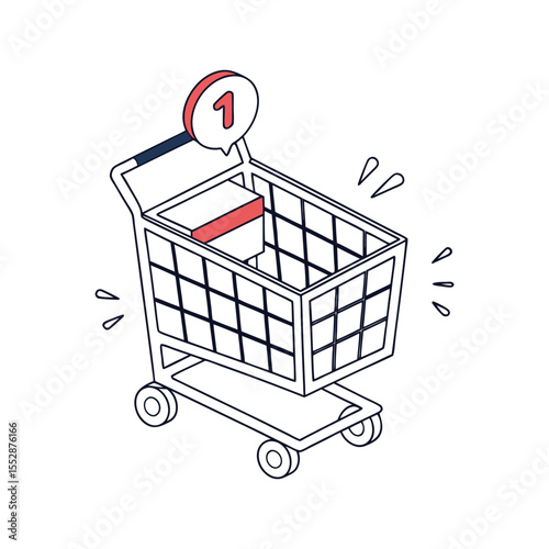 Shopping cart with notification badge and item icon