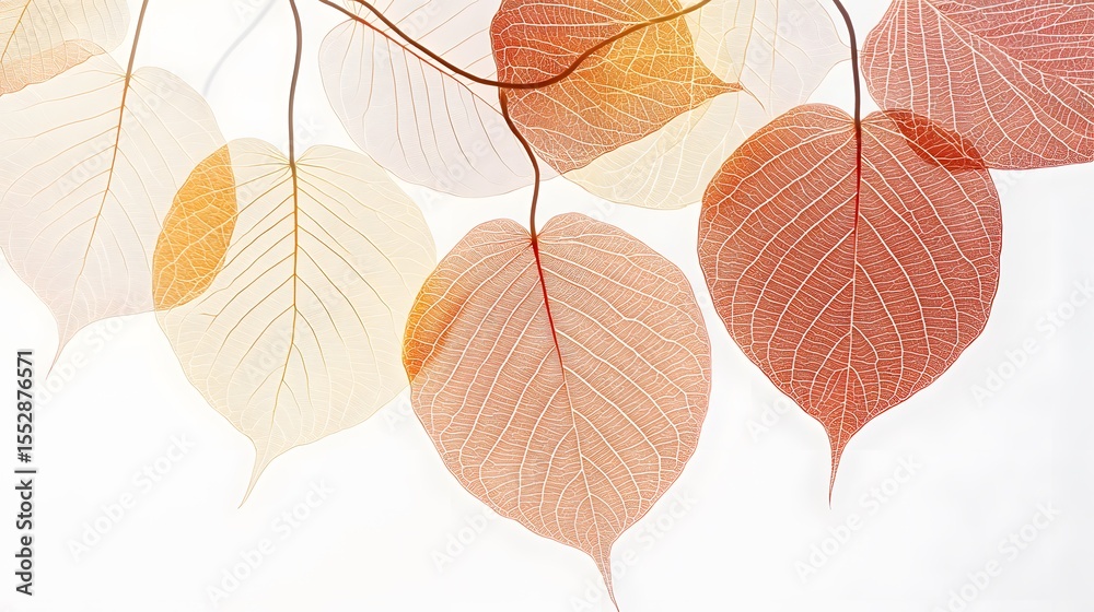 Obraz premium Translucent Skeleton Leaves Botanical Art