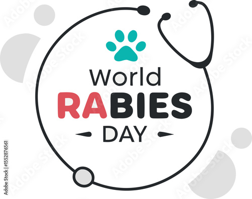 World Rabies Day stethoscope and paw print graphic