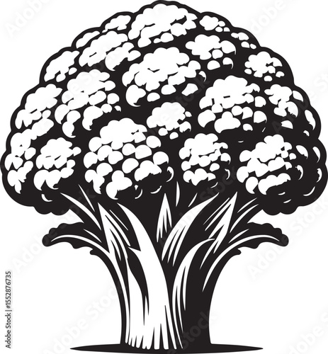 Fresh White Cauliflower Vegetable Vector Illustration