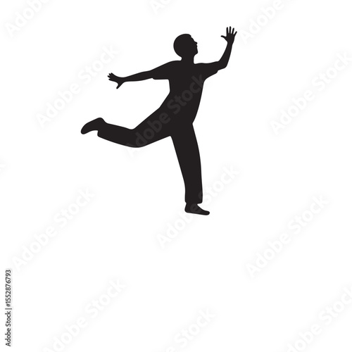 Vector art of silhouette of a man jumping in celebration isolated on white background
