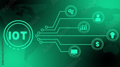 Internet of things iot technology concept with circuit board design and world map abstract background