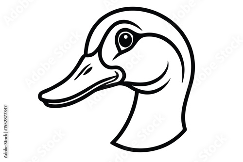 Duck head icon is outlined in black with minimalist detail on white background