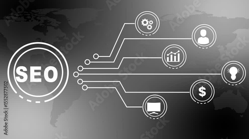 Digital marketing seo strategy worldwide global data analysis concept