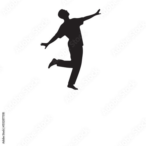 Vector art of silhouette of a man jumping in celebration isolated on white background
